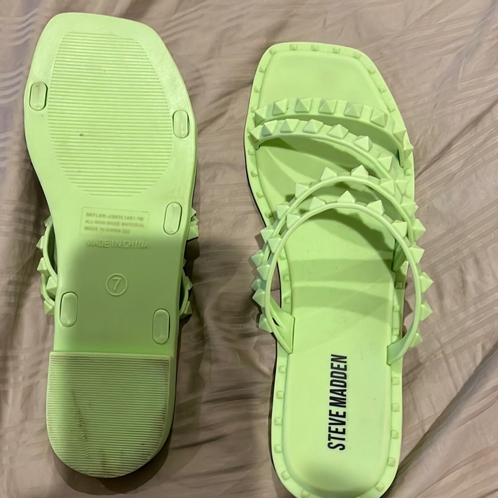 Spiked lime green brand new flip flops